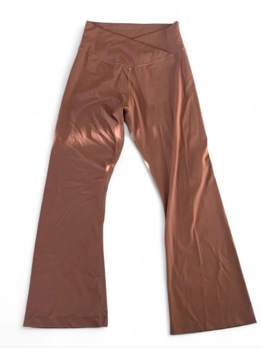 Brown Cross-Waist Flared Yoga Pants